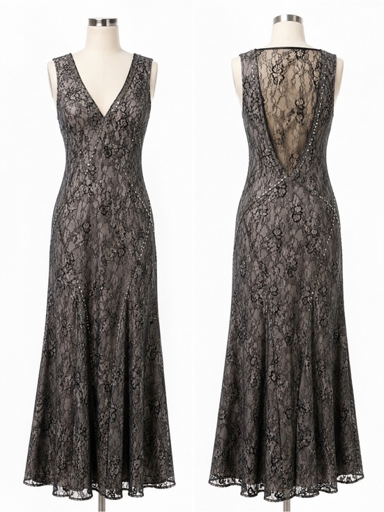 Haute Hippie Dresses & Skirts - Haute Hippie Black Lace V-Neck Maxi Dress
